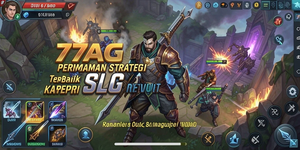 Tampilan aksi strategi mendebarkan dalam 77AG.