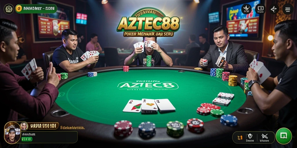 Screenshot AZTEC88 menunjukkan permainan Poker yang seru dan menantang.
