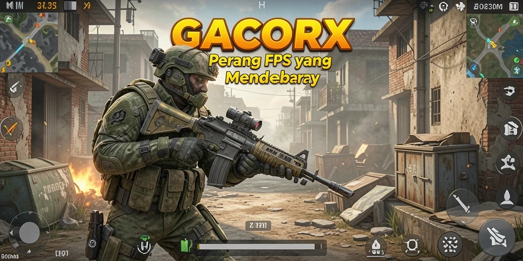 Tangkapan layar GACORX menampilkan aksi pertempuran FPS yang seru.