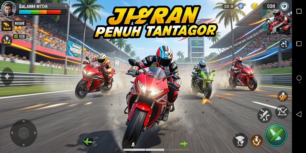 Tampilan menyenangkan dari gameplay balapan motor JPS88.