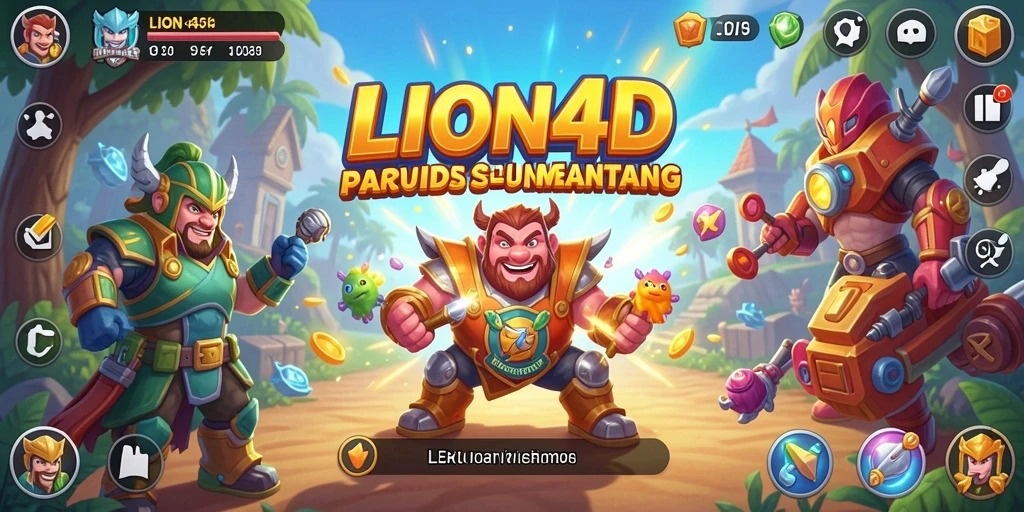 Tangkapan layar utama LION4D menampilkan aksi gameplay Arcade yang seru.