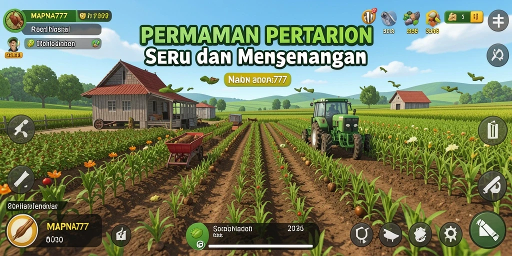 Screenshot MAPNA777 menampilkan petani yang sedang merawat tanaman.