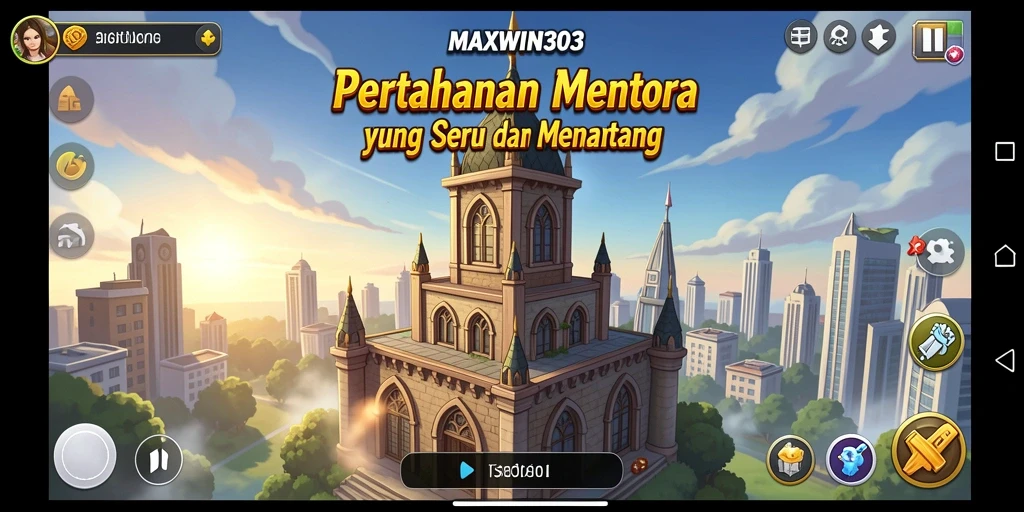 Tangkapan layar dari gameplay <strong>MAXWIN303</strong> yang menunjukkan menara pertahanan saat bertempur.