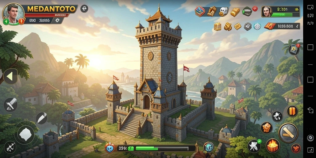 Tampilan gameplay <strong>MEDANTOTO</strong> yang menarik dengan strategi menara pertahanan.
