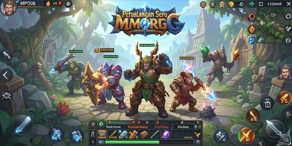 Tangkapan layar MPO08 menampilkan pertarungan epik dalam dunia MMORPG.