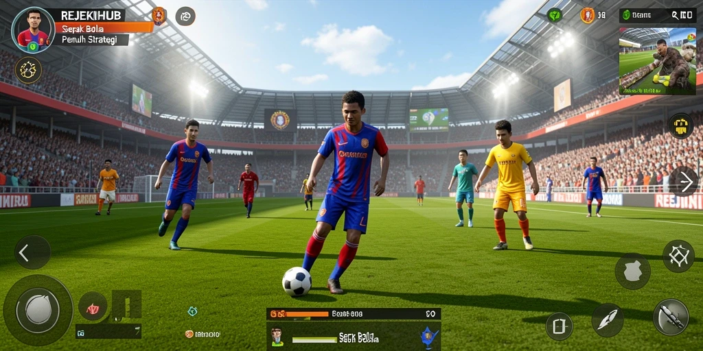 Tampilan seru gameplay sepak bola di REJEKIHUB.