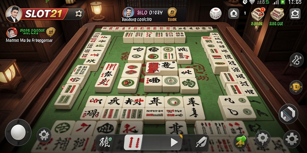 Tampilan menarik dari gameplay Mahjong di SLOT21.