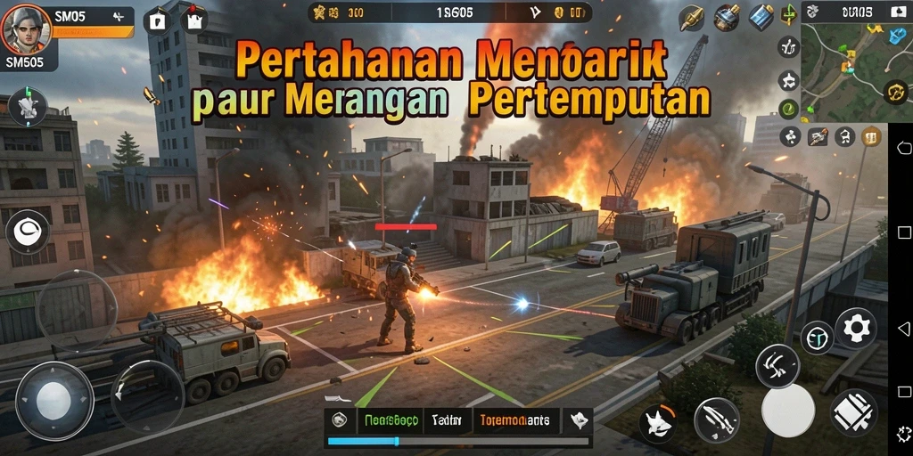 Tampilan seru dari gameplay Tower Defense SM605.