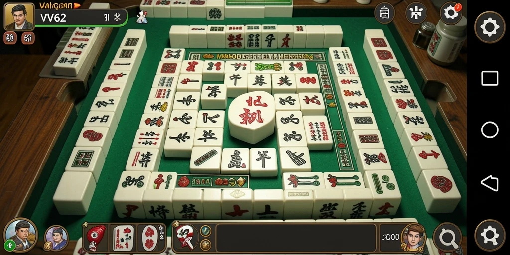 Tangkapan layar gameplay Mahjong yang menampilkan susunan ubin yang menarik.