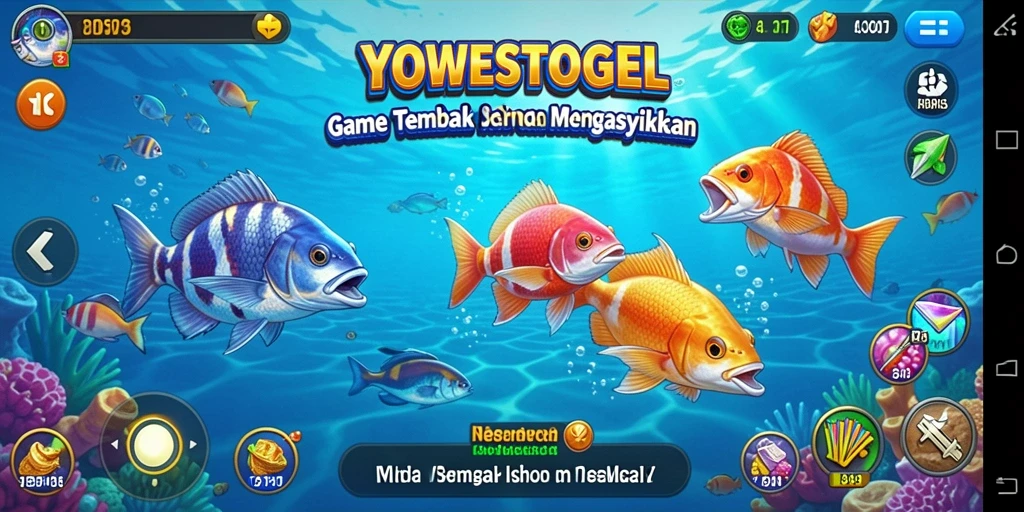 Tampilan utama gameplay YOWESTOGEL dengan aksi tembak ikan yang seru.