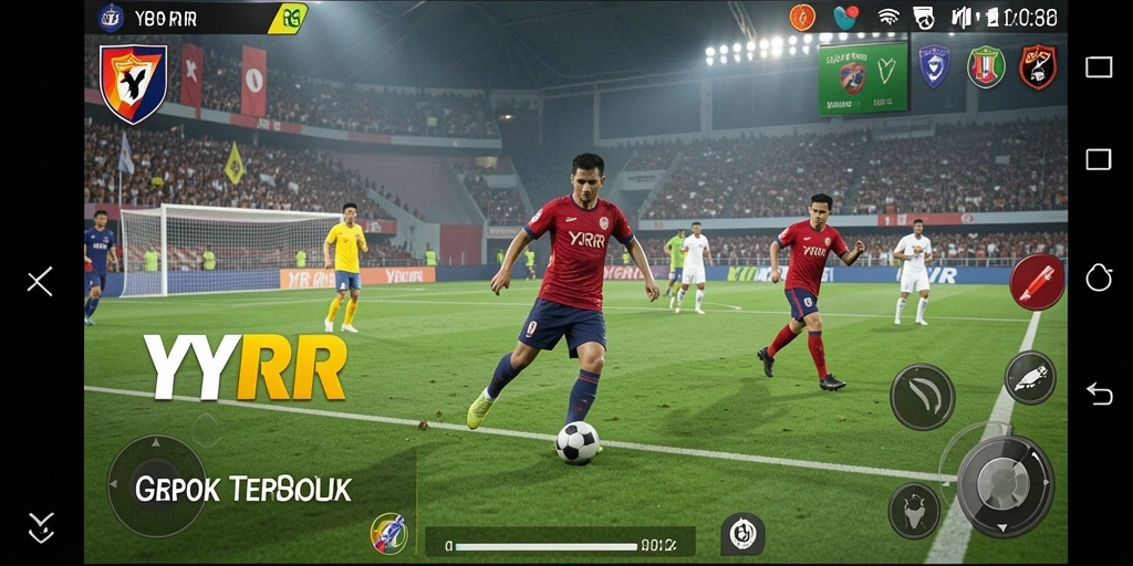 Tampilan gameplay <strong>YYRR</strong> dengan aksi seru di lapangan sepak bola.